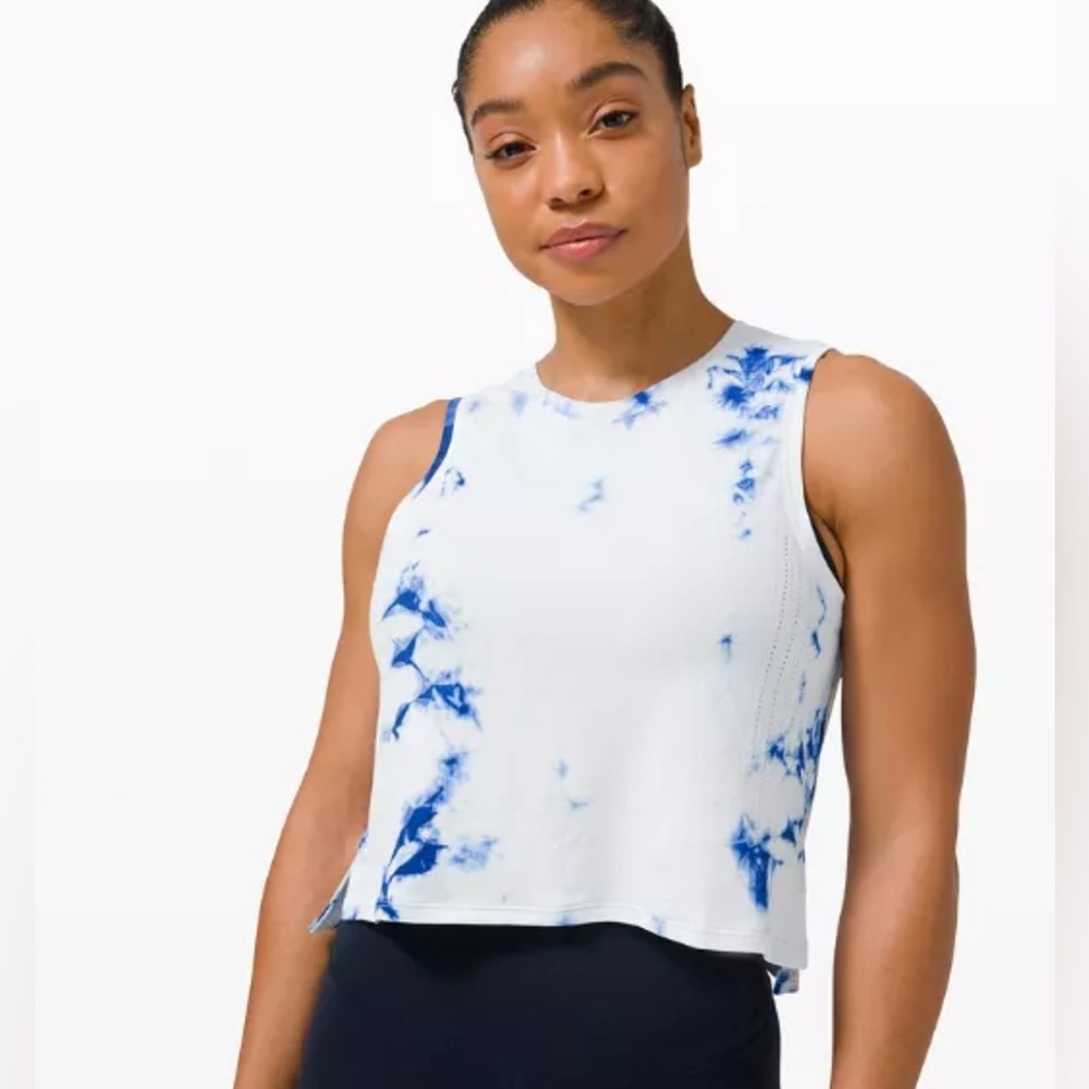 Lululemon Train to Be Tank Shibori blue